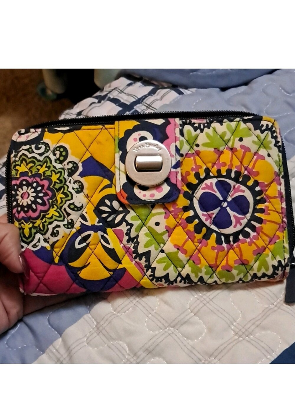 Vera Bradley Quilted Floral Print Wallet — Yellow, Pink, Navy, Green